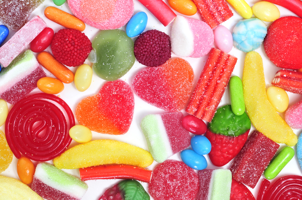 Brightly colored assorted candy